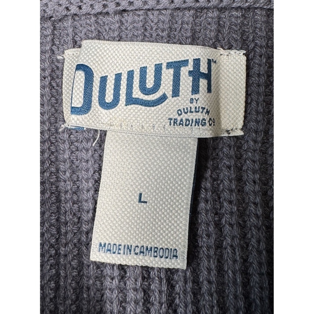 Duluth Trading Co‎ Sweater Brigadier Shawl Collar Wool Blend Knit Blue Gray Lg - Picture 2 of 6